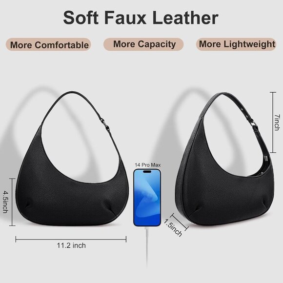 Small Women's Shoulder Bag Vegan Leather Evening Purse Compact Stylish - Picture 4 of 7